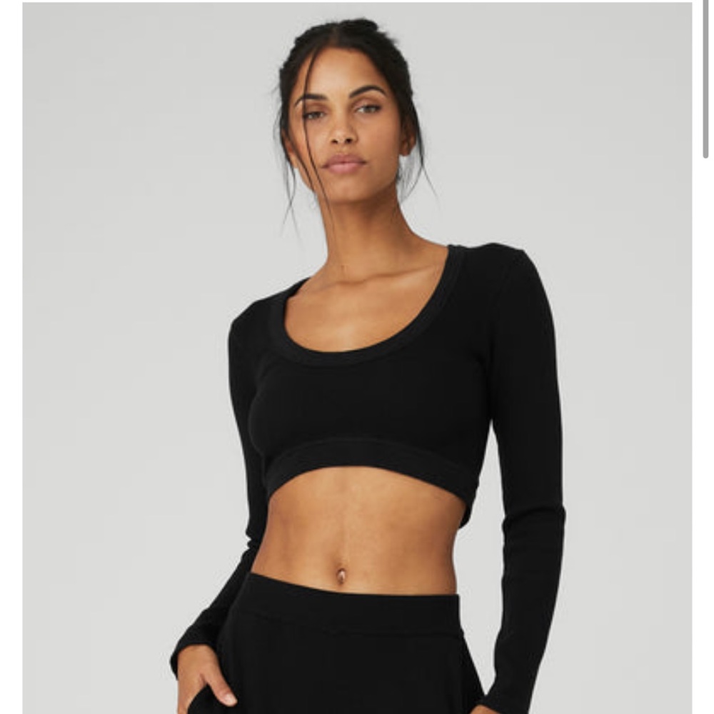Seamless ribbed cropped serene long sleeve XS